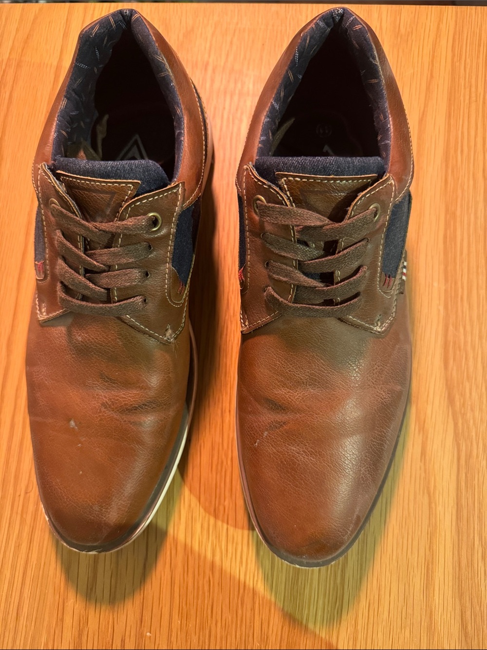 Men's Brown Leather Casual Lace-Up Shoes